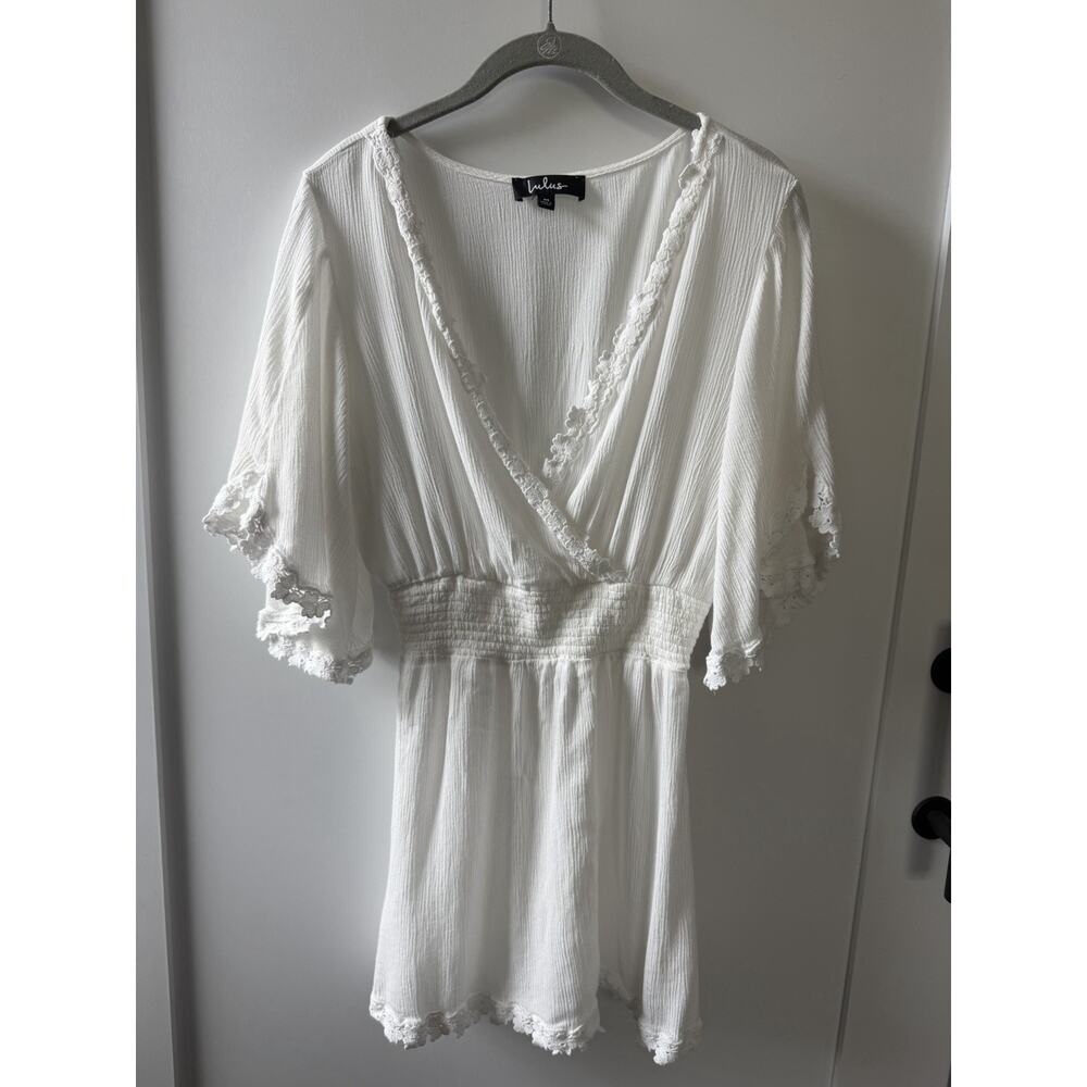 Lulus White Lace Trim Romper/Dress Size Medium Boho